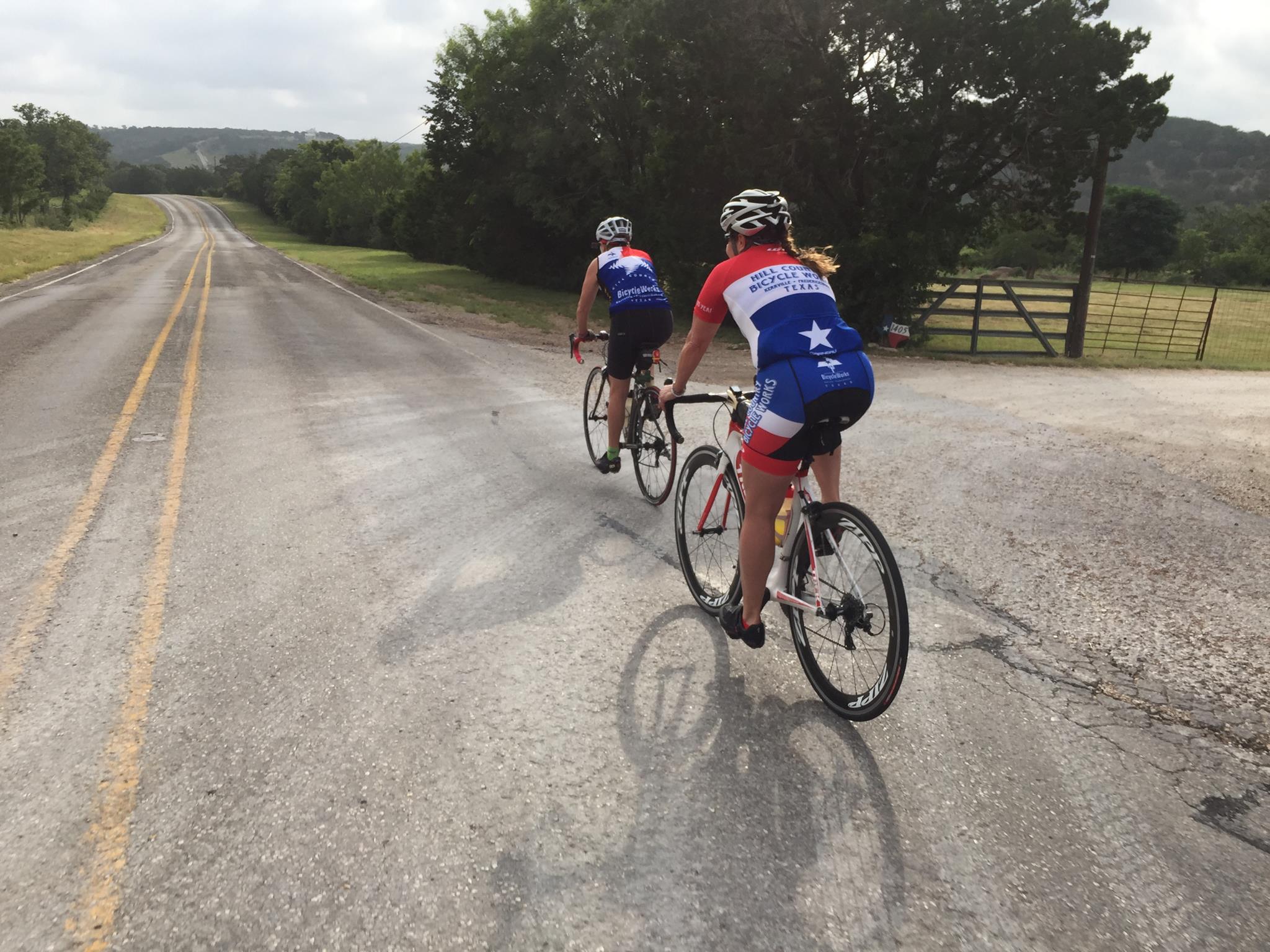 bike riders on country road