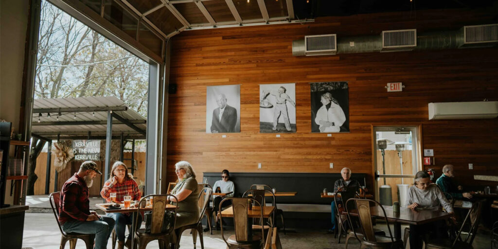 Customers eating at Pint & Plow
