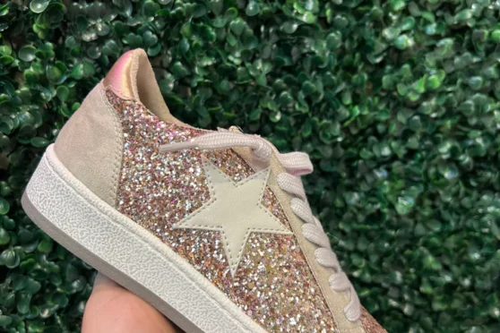 Shimmer custom-made sneakers.