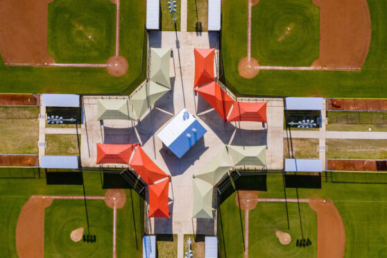 Aerial of Kerrville Sports Complex bleachers