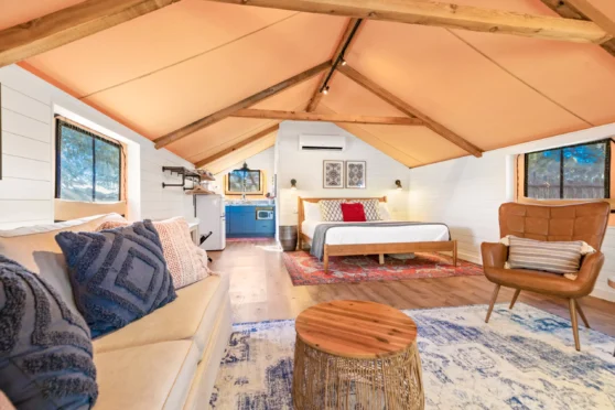 Basecamp Resort Glamping tent living area