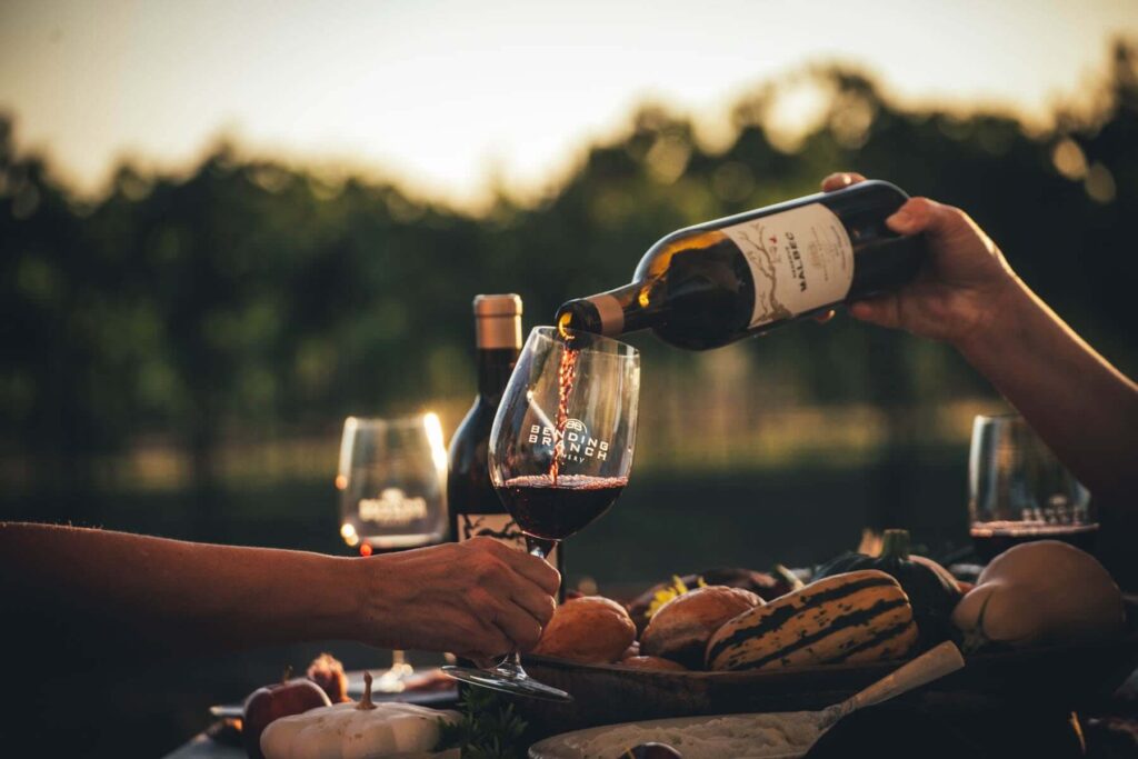 Bending Branch Winery Wine pour into glass