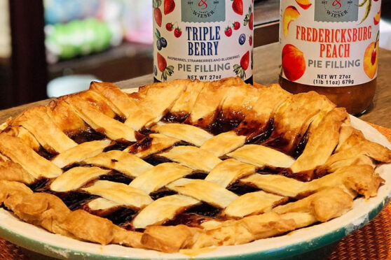 Berry Pie with jelly in jars