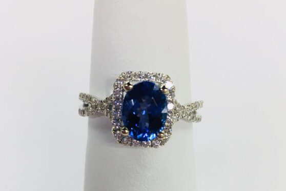 Silver and blue ring