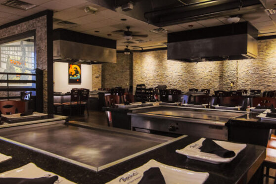 Dining area with two hibachi grills