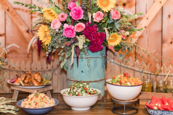 Decorative food display at event
