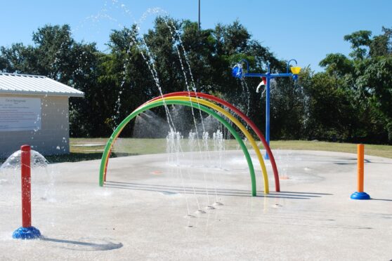 Carver Park Sprayground rainbow water feature