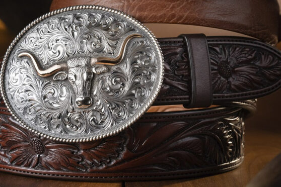 Western style belt Buckle by Clint Orms Engravers and Silversmiths
