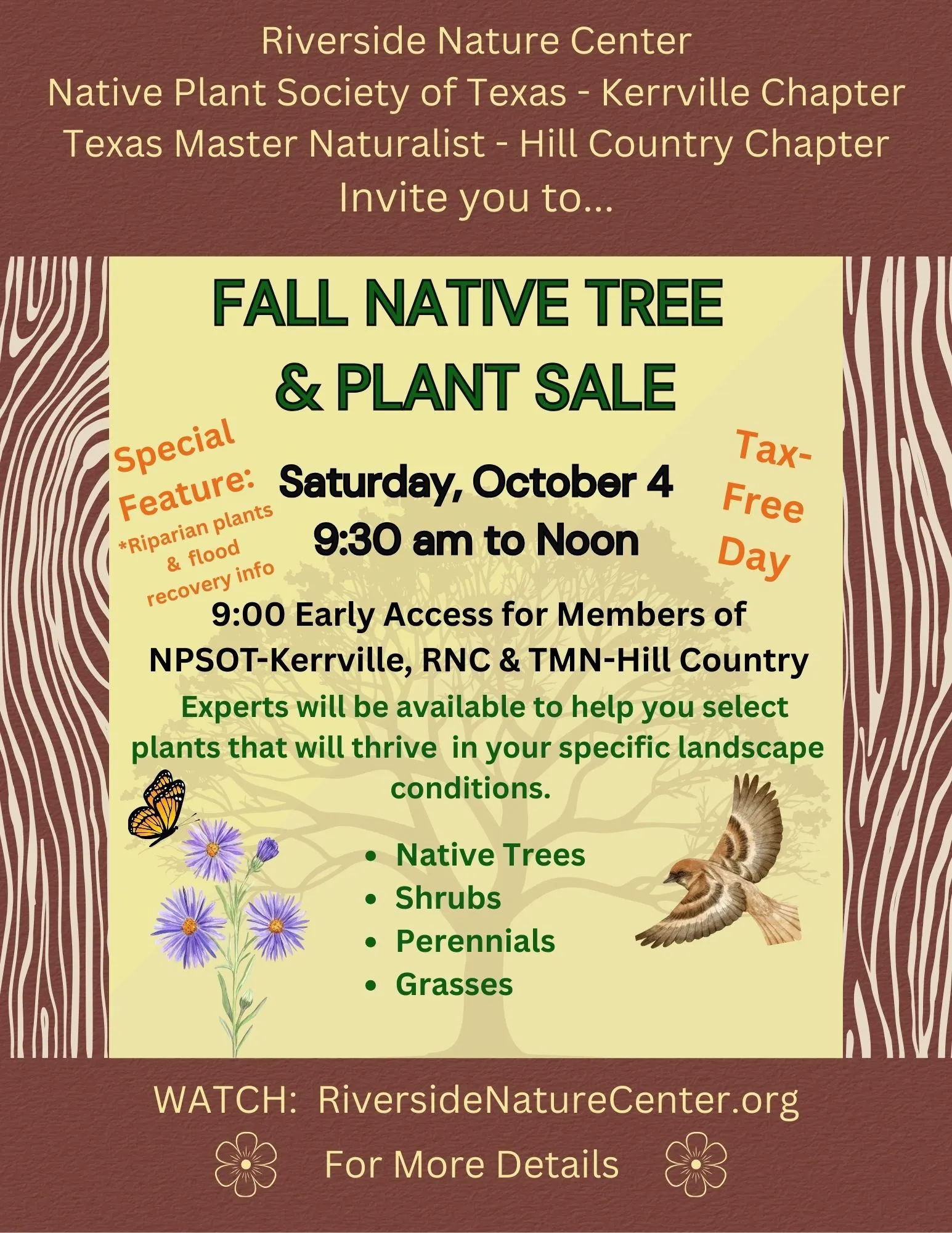 Fall Native Tree & Plant Sale flyer