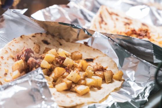 Mary's Tacos - Prepping tacos