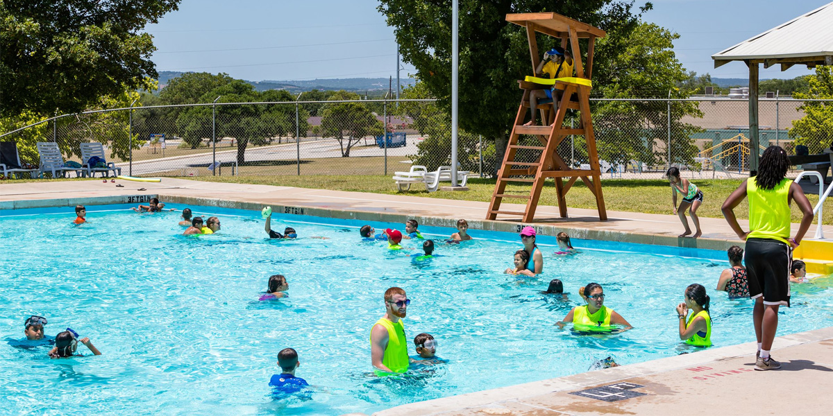 Olympic Pool with kids swimming