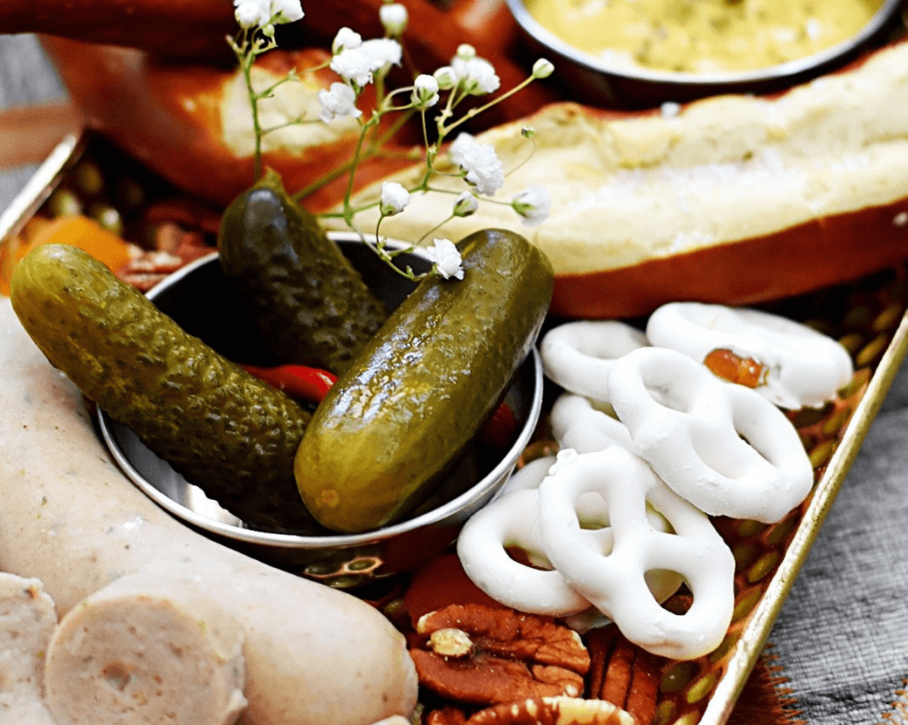 Pickels and pretzels appetizers