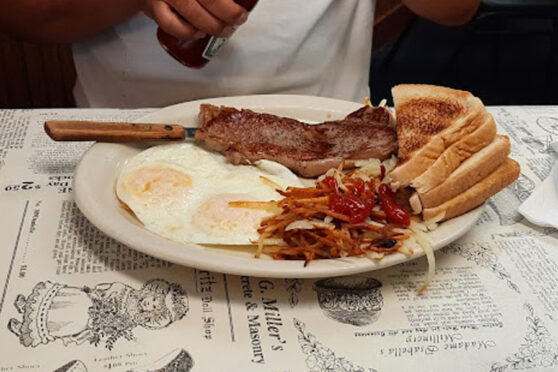 Save Inn Steak and Eggs on table