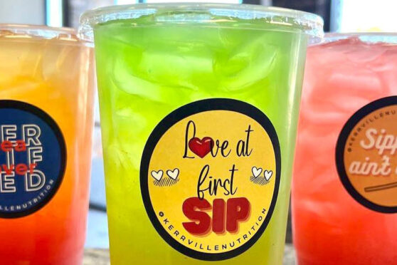 Three sugary drinks of different flavors