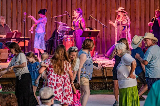 People dancing to band at Trailhead Beer Garden