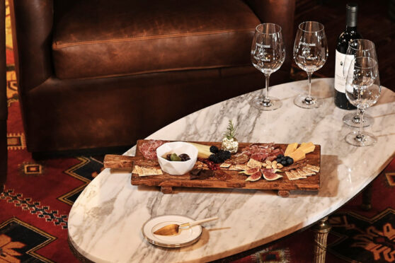 Turtle Creek Olives and Vines appetizer and wine