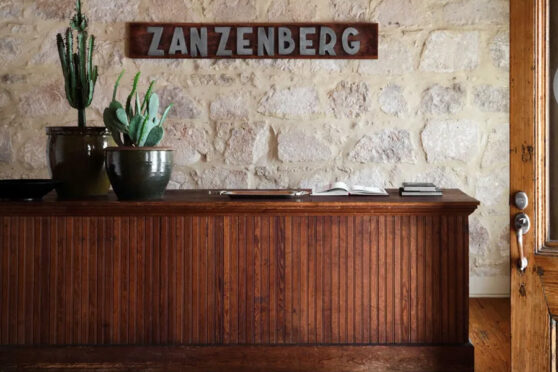 Zanzebe Tavern signage and counter