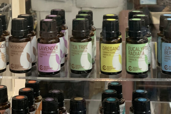 Zen & Alchemy oils on shelf