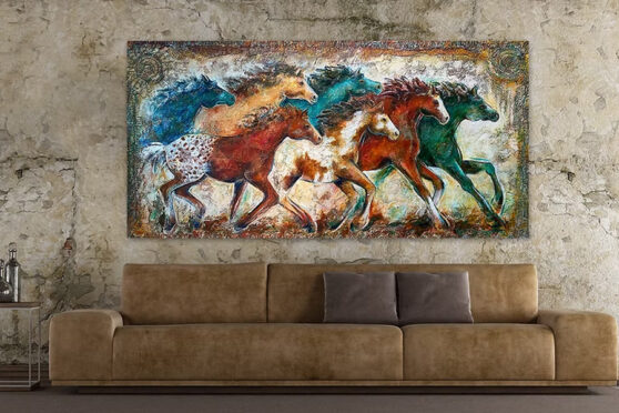 Dancing Dogs Design couch with painting
