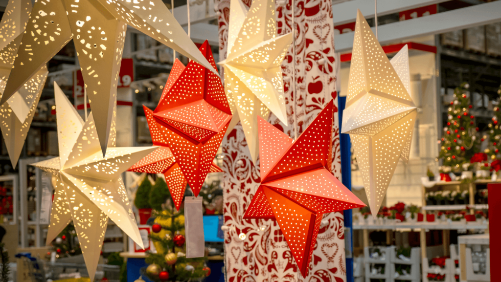 Lighted Holiday hanging Stars