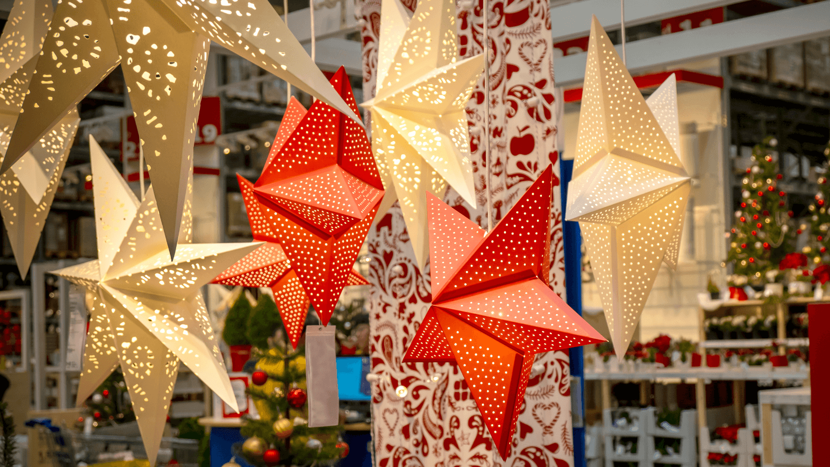 Lighted Holiday hanging Stars