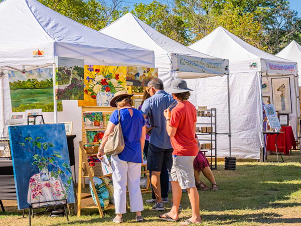 Visitors at at Texas State Arts & Crafts Fair Artist tents