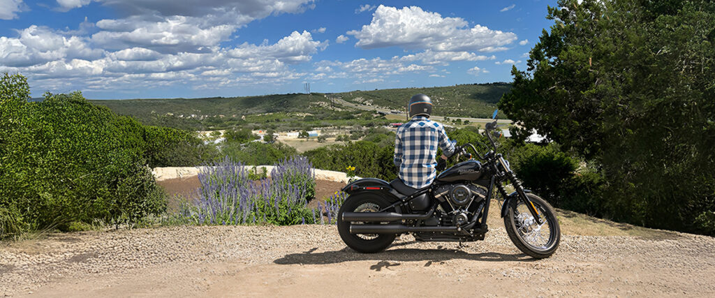Motorcyclist at overlook