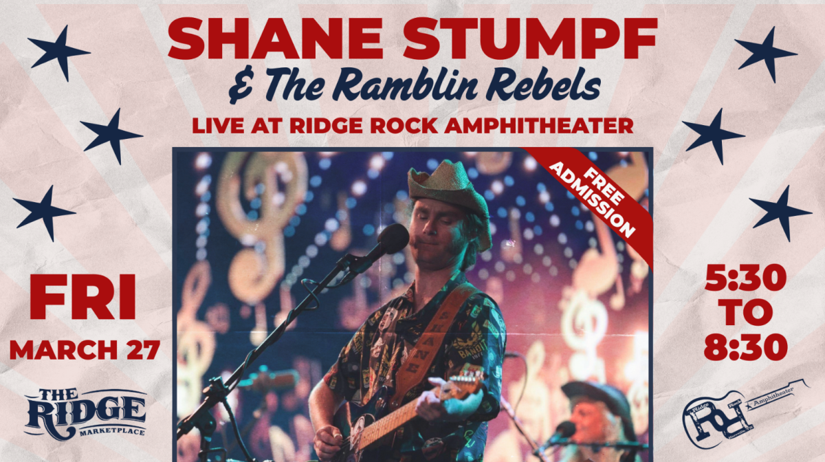 Live music promo for Shane Stumpf & The Ramblin Rebels at Ridge Rock Amphitheater, Friday, March 27.