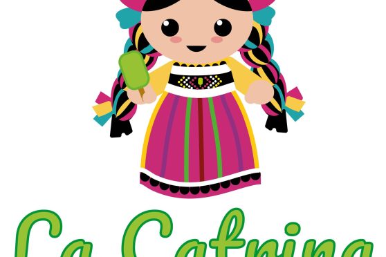 Logo for La Catrina Paleteria & Ice Cream featuring a colorful Mexican rag doll illustration.