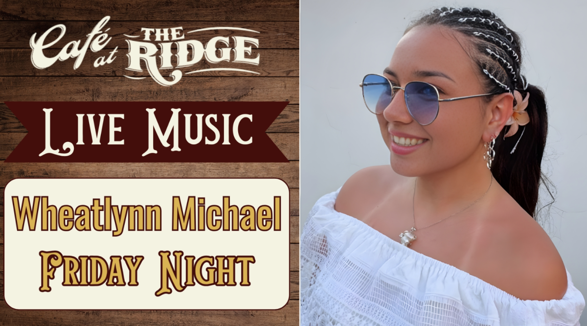 Live music promo for Wheatlynn Michael Friday Night at Cafe at the Ridge, with artist photo.