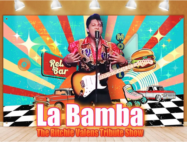 Flyer for "La Bamba: The Ritchie Valens Tribute Show" featuring a 1950s diner retro design.